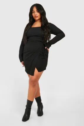 Plus Soft Rib Wrap Dress