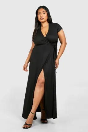 Plus Super Soft Wrap Front Maxi Dress