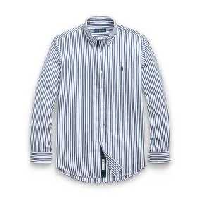 Polo Ralph Lauren - Custom Fit Brushed Poplin Shirt in Blue/Wht