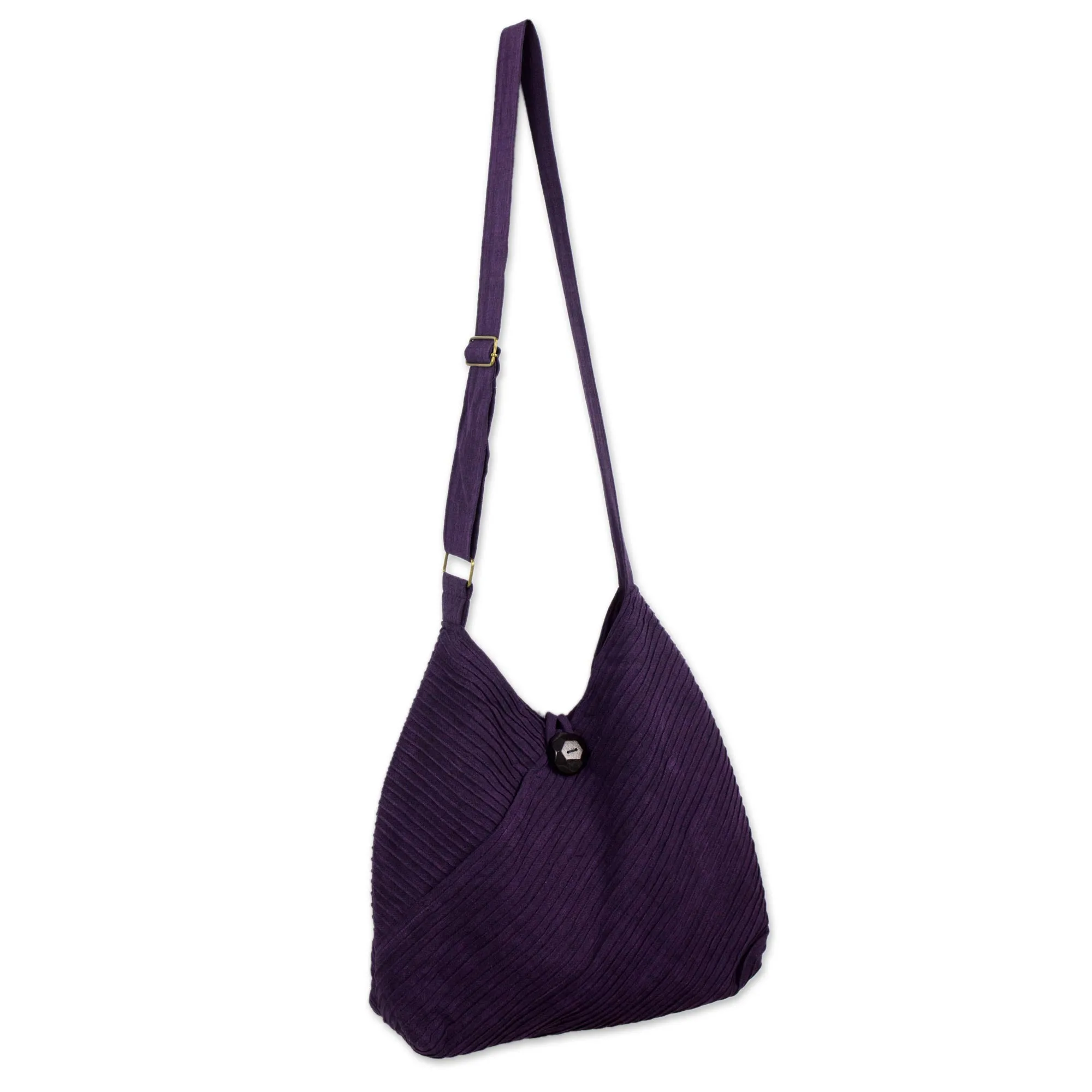 Purple Cotton Hobo Style Handbag with Coin Purse, 