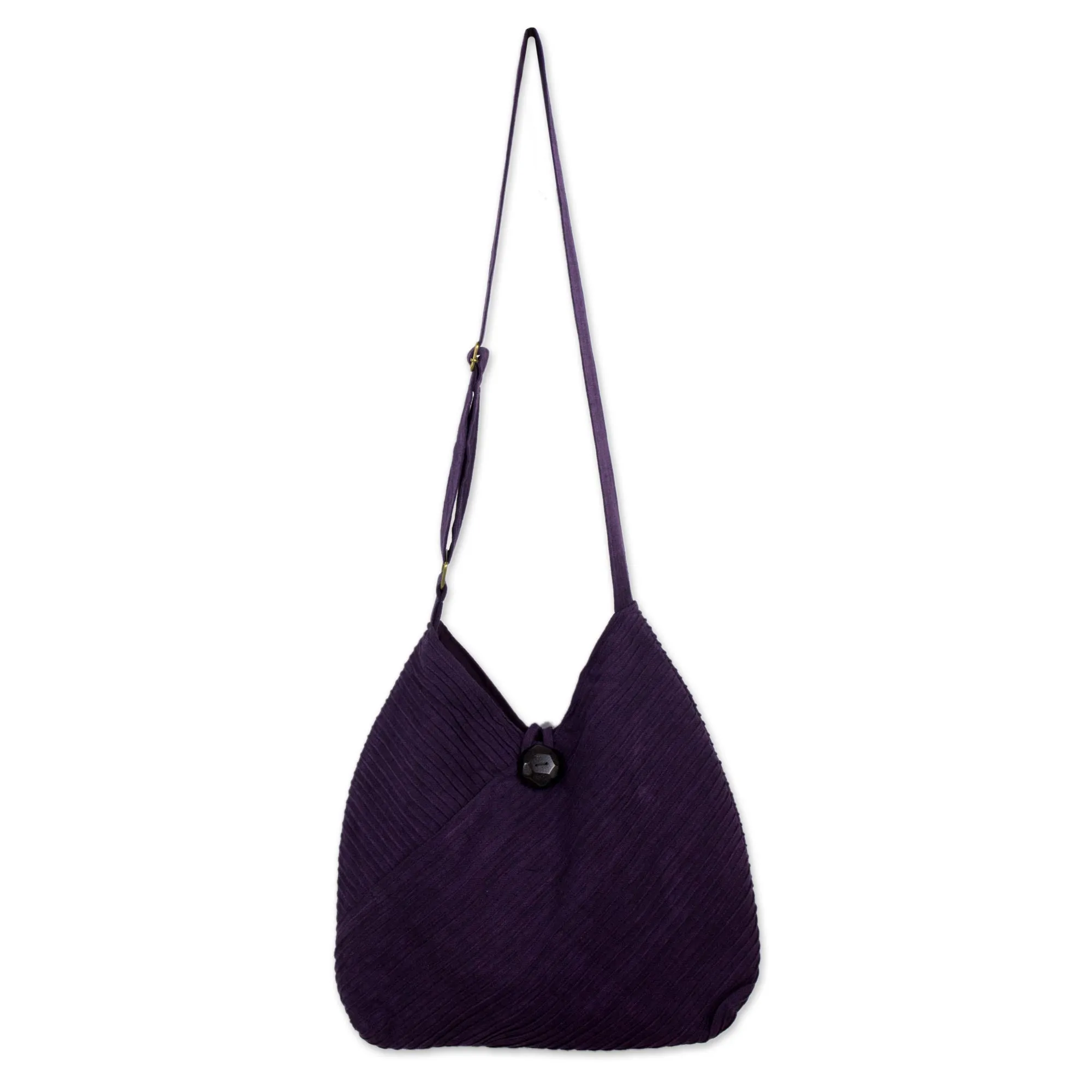 Purple Cotton Hobo Style Handbag with Coin Purse, 