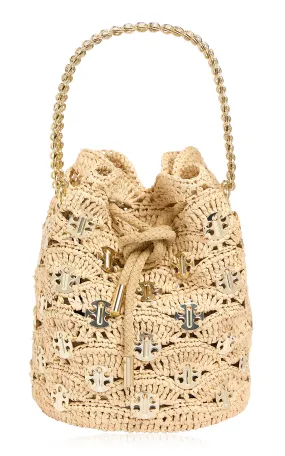 Rabanne Hardware-Detailed Woven Raffia Bucket Bag