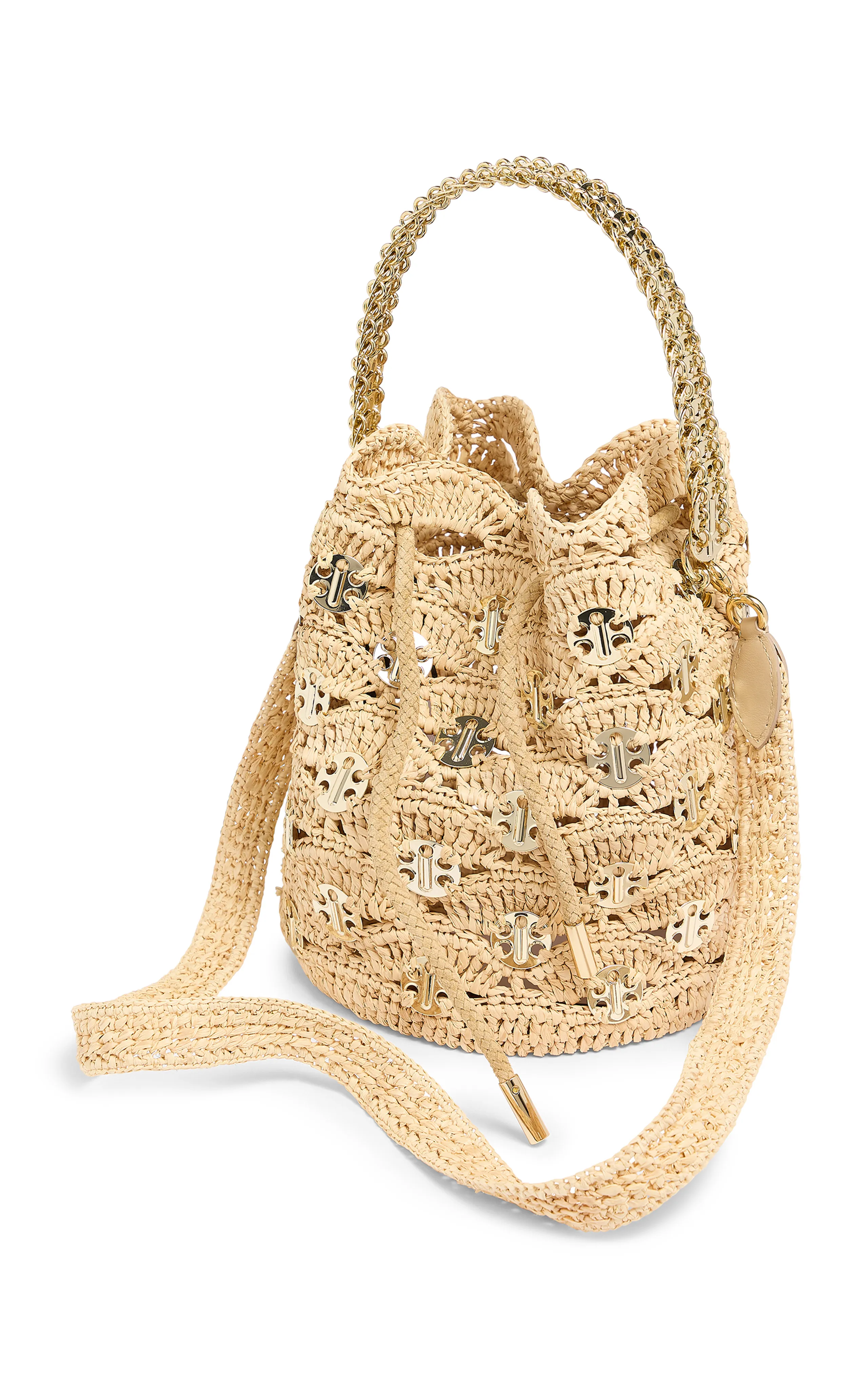 Rabanne Hardware-Detailed Woven Raffia Bucket Bag