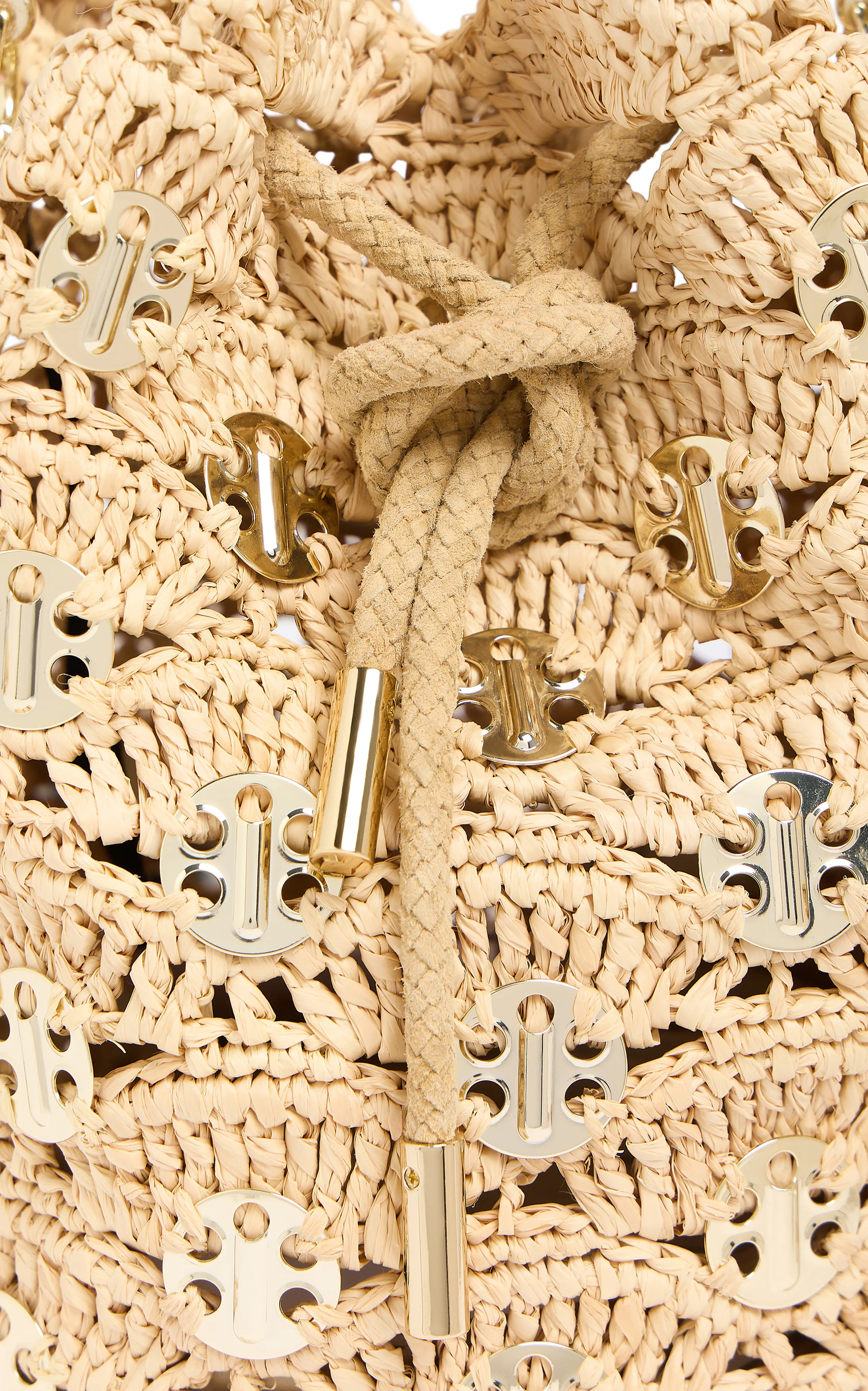 Rabanne Hardware-Detailed Woven Raffia Bucket Bag