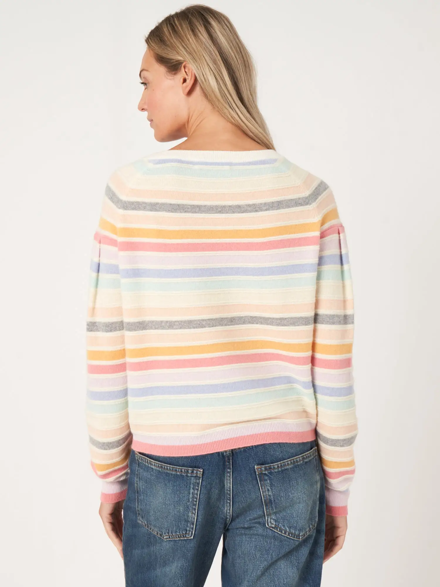 RAINBOW STRIPED CASHMERE SWEATER - REPEAT CASHMERE