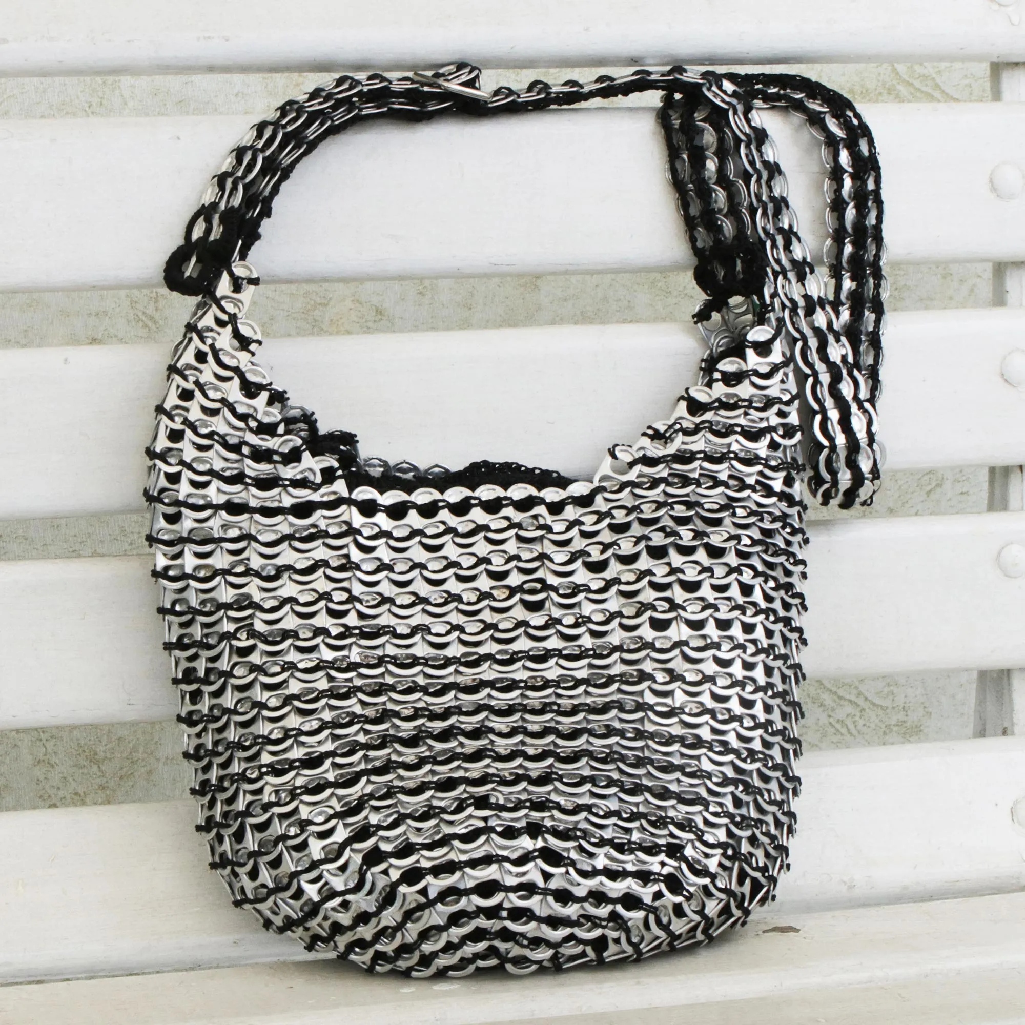 Recycled Aluminum Pop-Top Hobo Handbag from Brazil, 