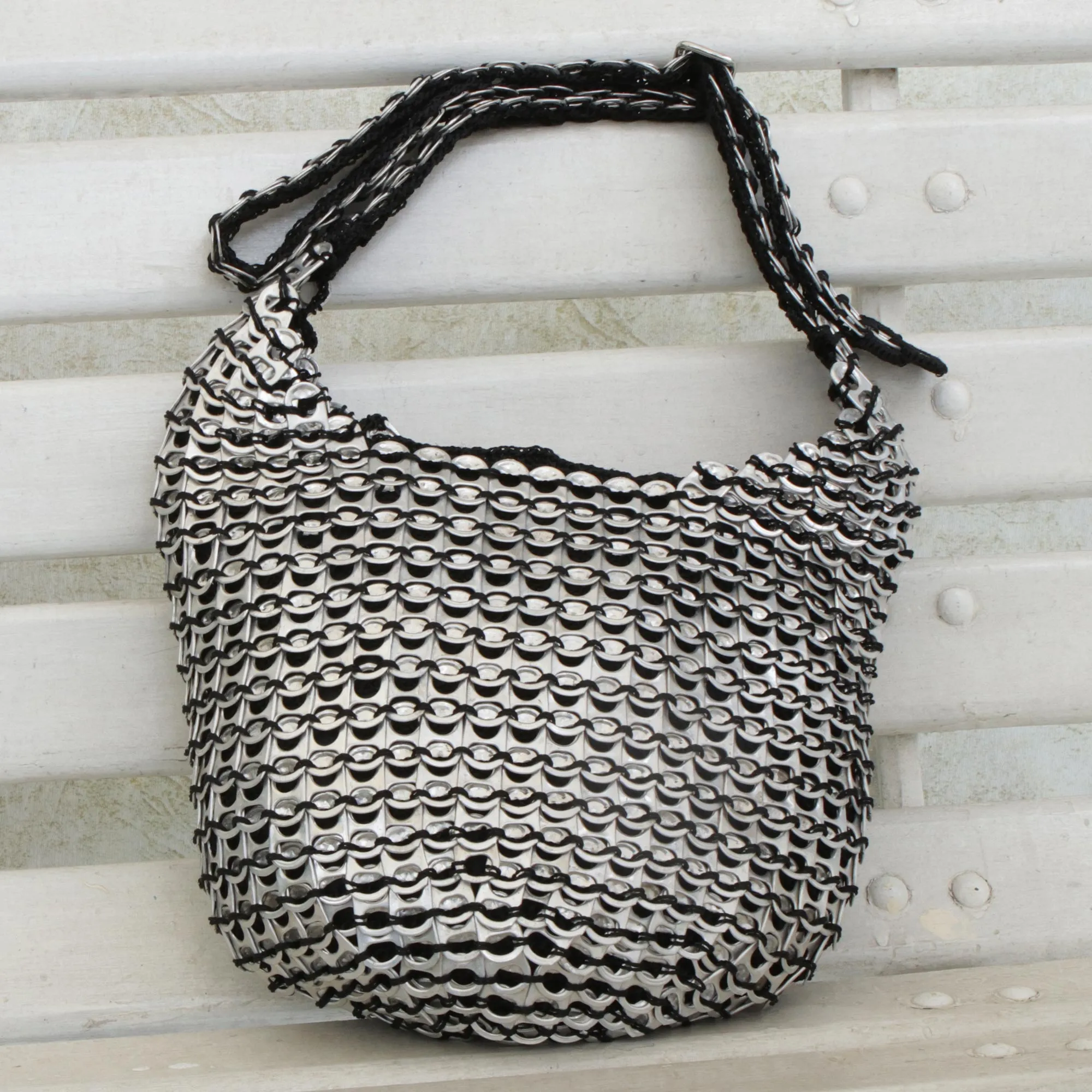 Recycled Aluminum Pop-Top Hobo Handbag from Brazil, 