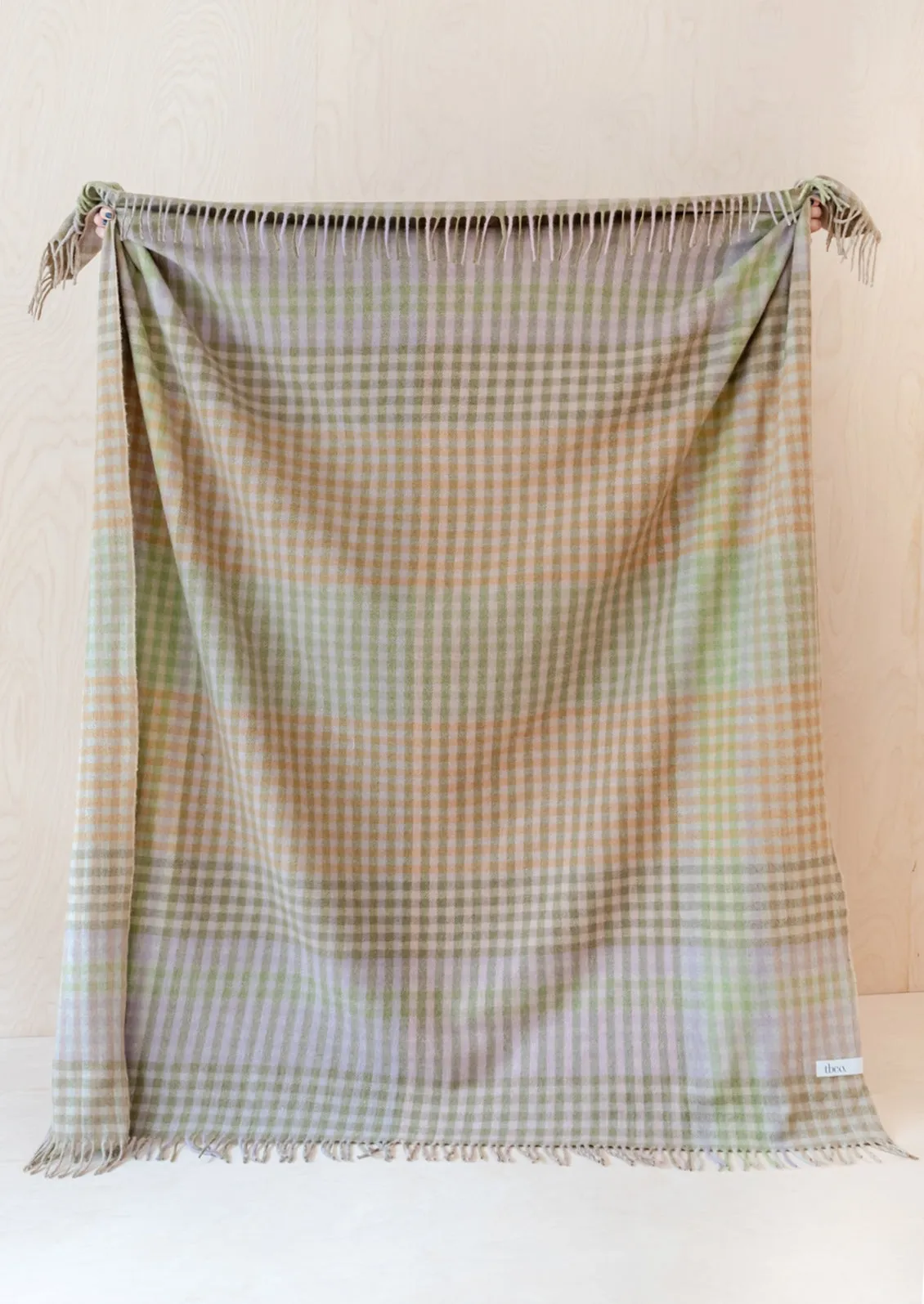 Recycled Wool Throw, Sagebrush Gingham Check