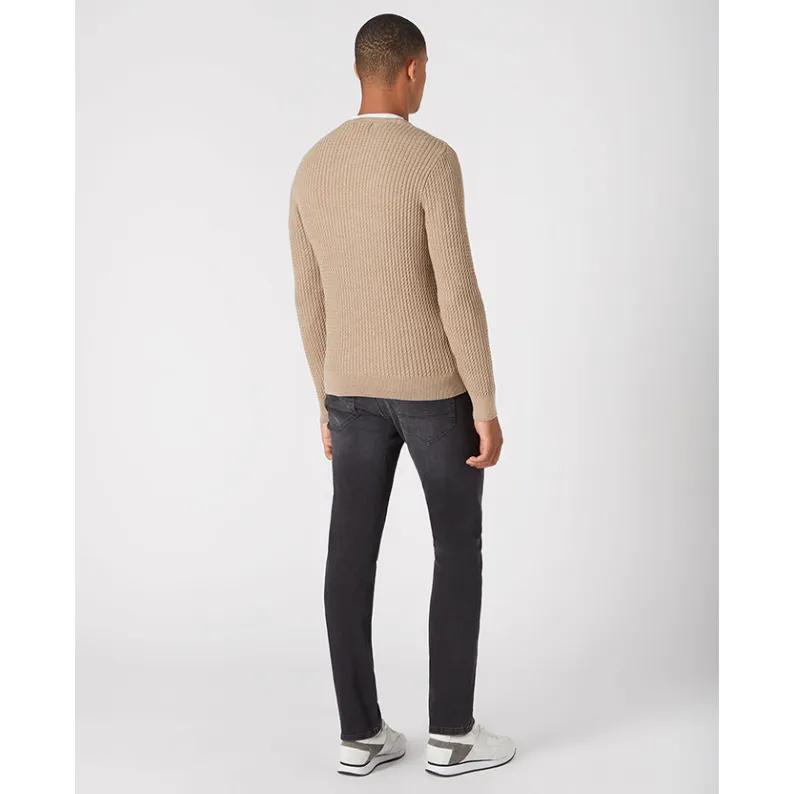 Remus Uomo Tapered Fit Wool-Blend Crew Neck Sweater 58673 - Sand