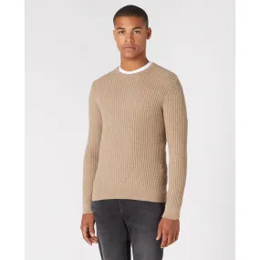 Remus Uomo Tapered Fit Wool-Blend Crew Neck Sweater 58673 - Sand