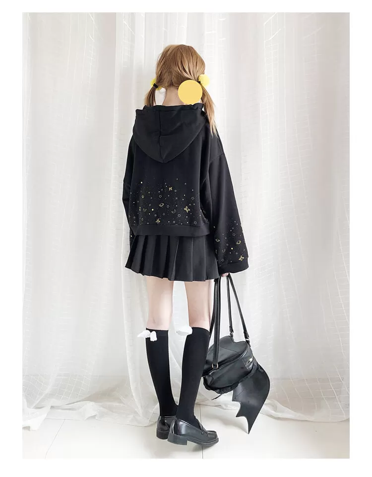 “ROAMING STARRY SKY TRUMPET SLEEVE HOODIE BY23246