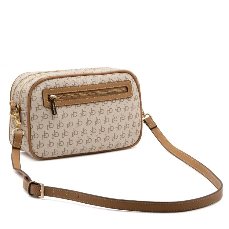 RoccoBarocco 11106  Monogram Camera Bag Compartement Tracolla Donna in Ecopelle White