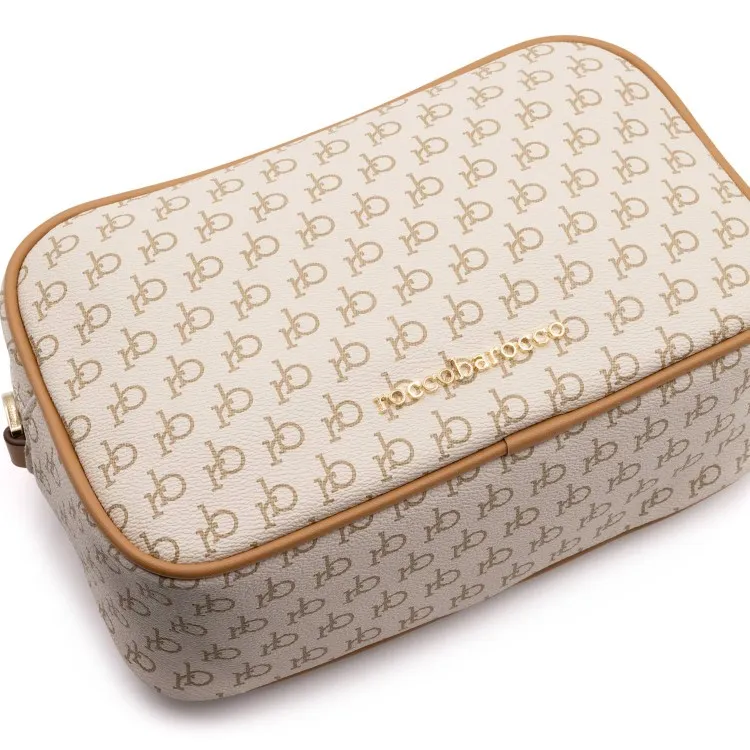 RoccoBarocco 11106  Monogram Camera Bag Compartement Tracolla Donna in Ecopelle White