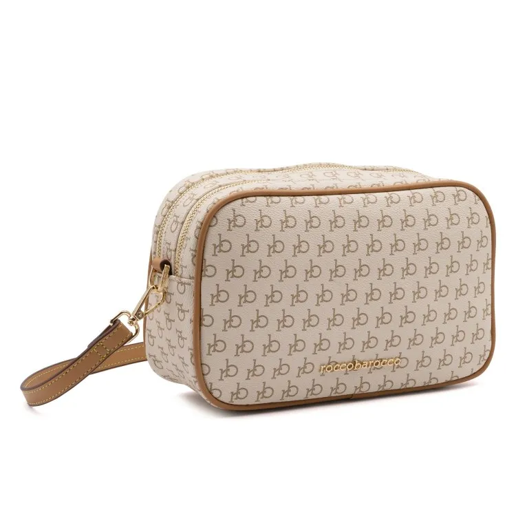 RoccoBarocco 11106  Monogram Camera Bag Compartement Tracolla Donna in Ecopelle White