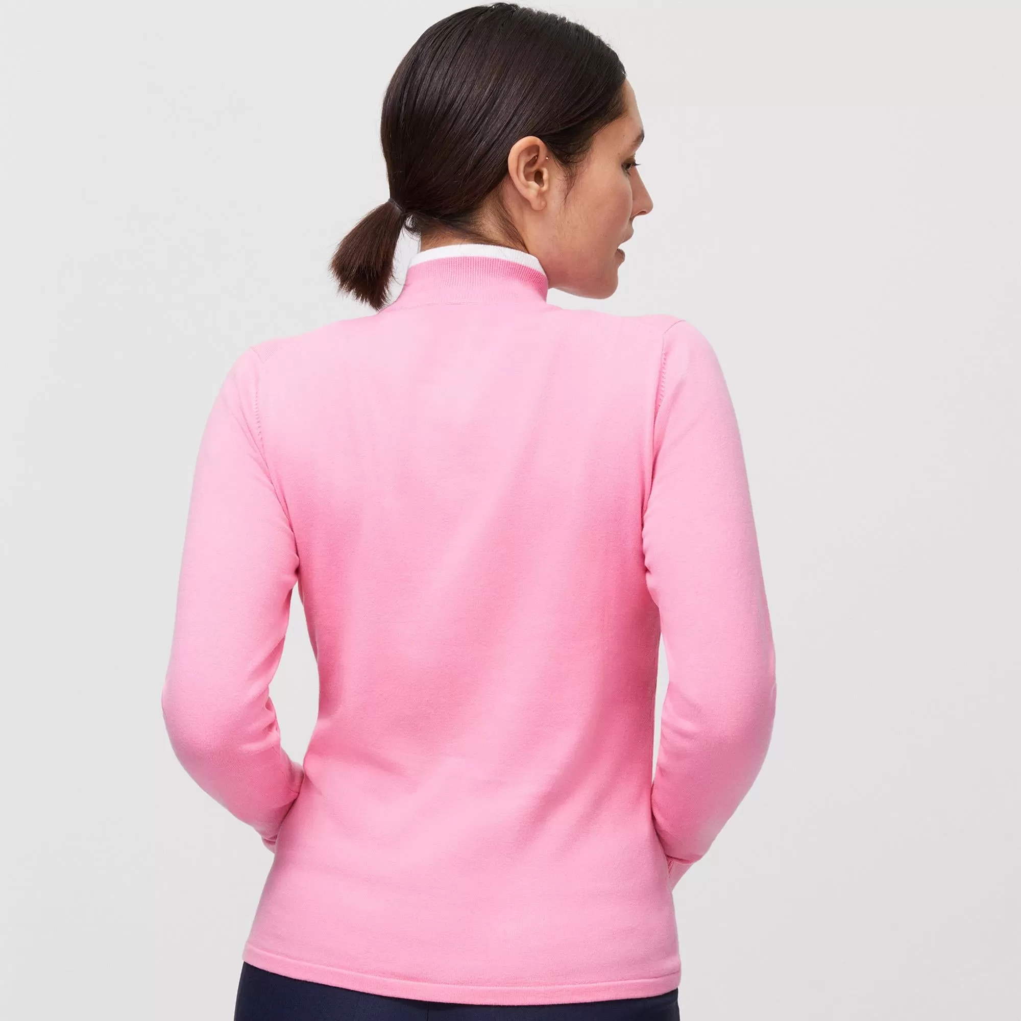 Rohnisch Knitted Half Zip Ladies Golf Sweater Pink Carnation