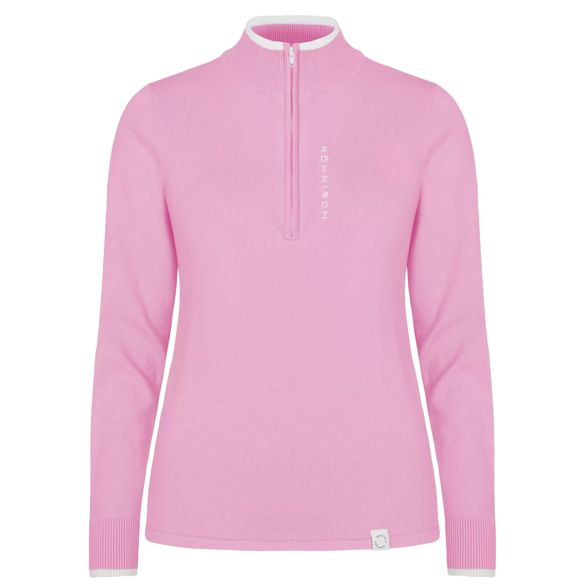 Rohnisch Knitted Half Zip Ladies Golf Sweater Pink Carnation