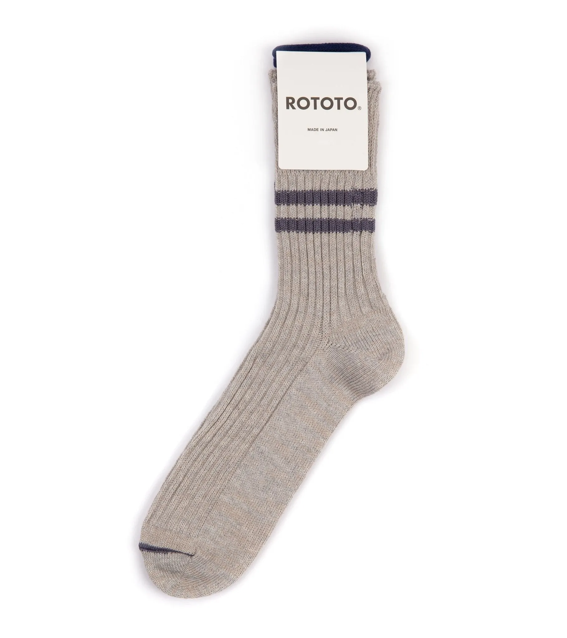 RoToTo Hemp Organic Cotton Stripe Socks: Grey/Purple Haze