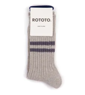 RoToTo Hemp Organic Cotton Stripe Socks: Grey/Purple Haze