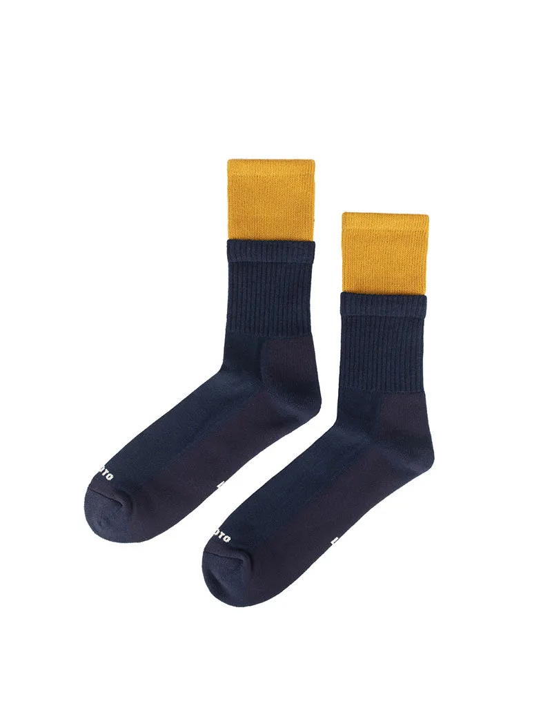 Rototo Organic Cotton Double Dark Yellow / Navy