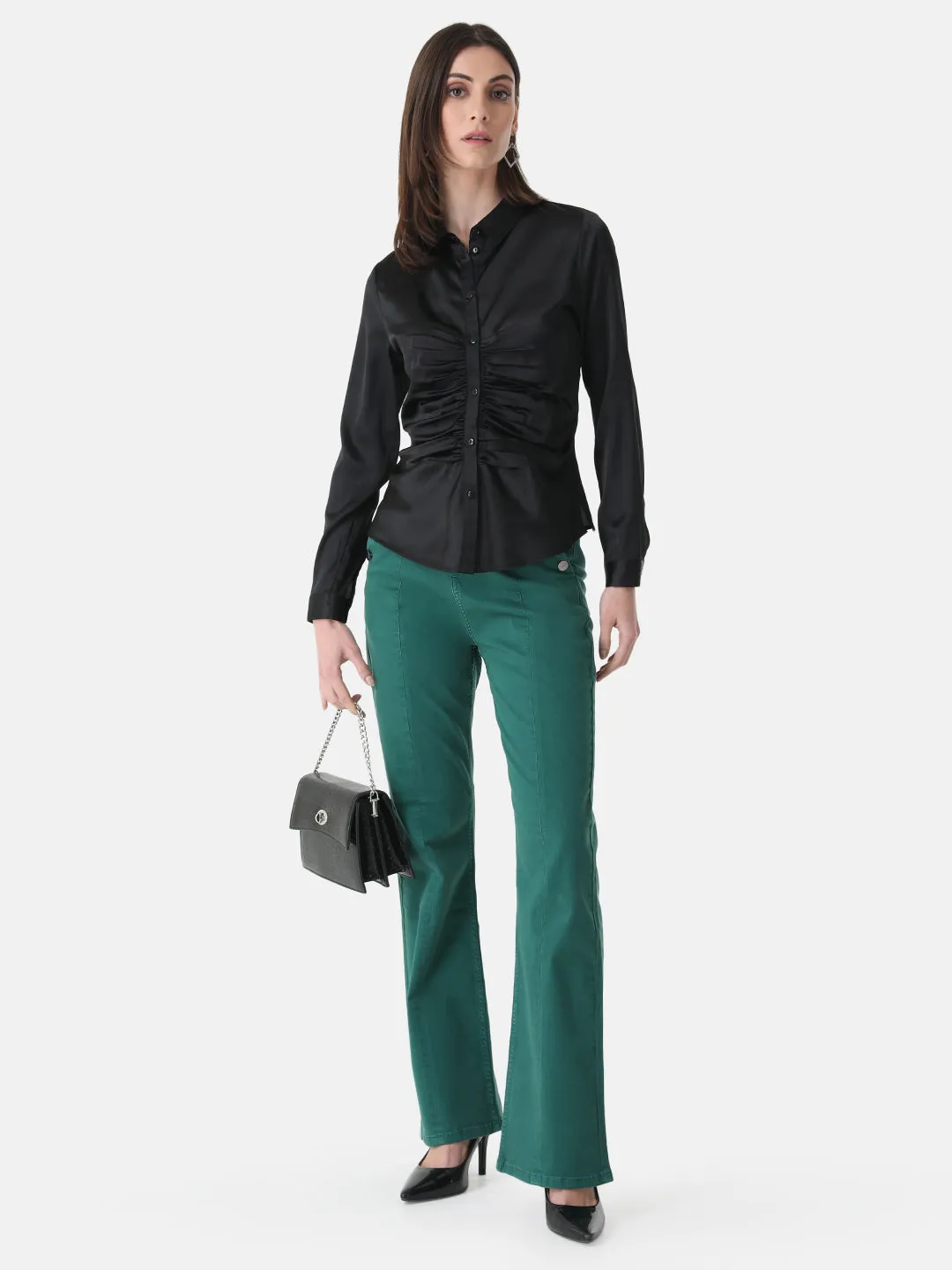 Ruched Satin Shirt