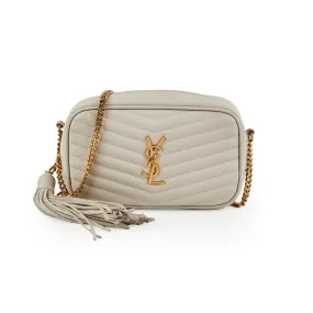 Saint Laurent Lou Mini Quilted Monogram Cream Camera Bag