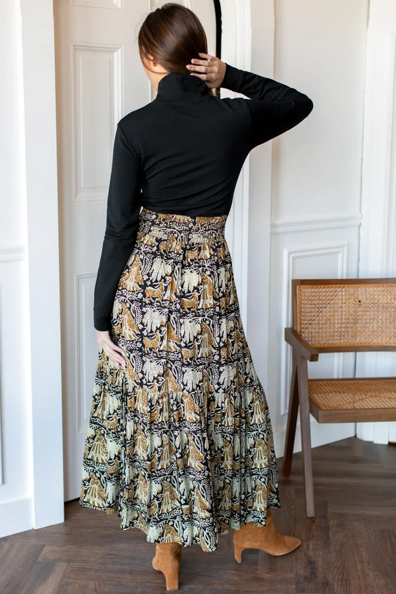 Shirred Skirt - Story Print