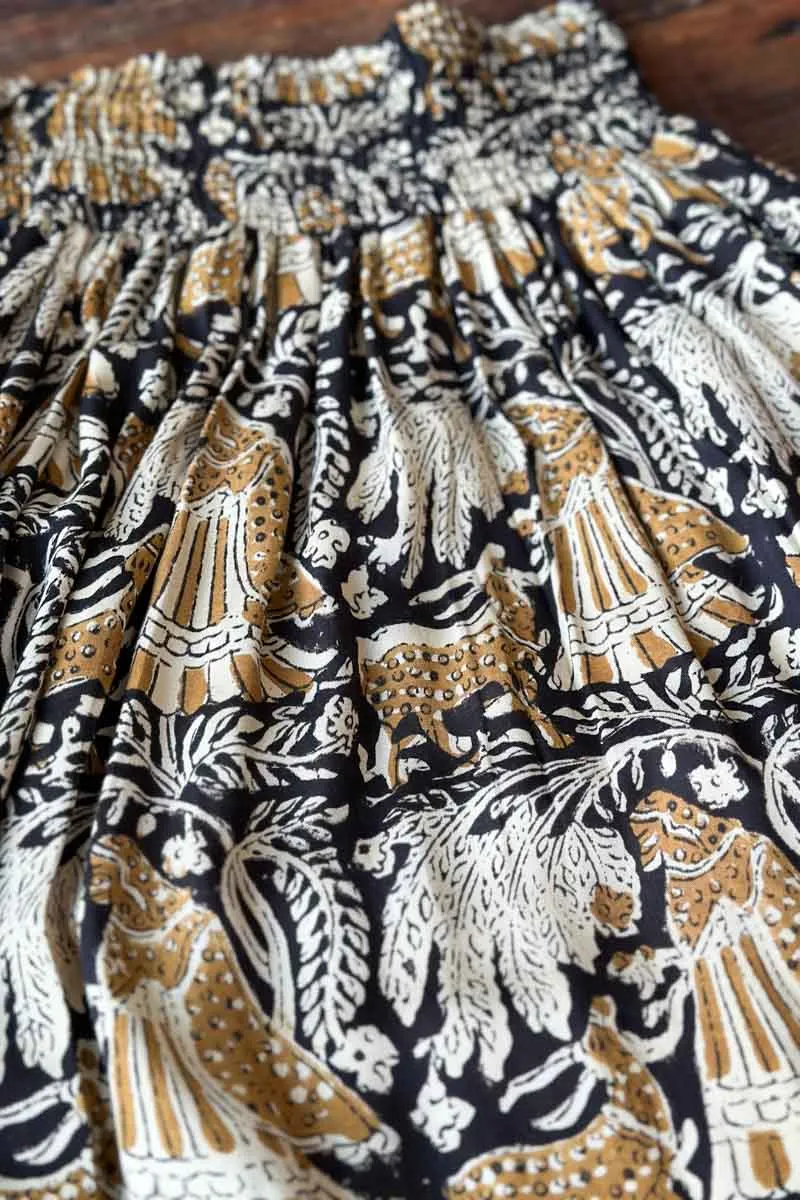 Shirred Skirt - Story Print