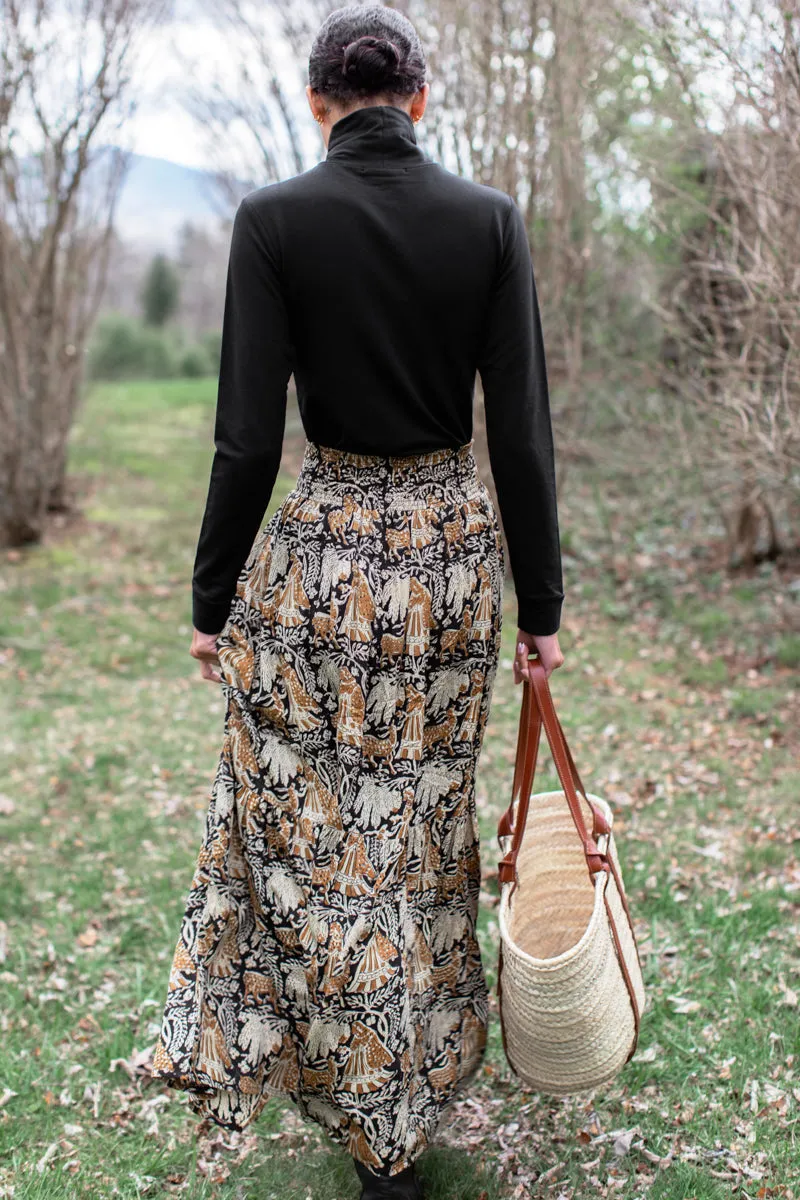 Shirred Skirt - Story Print