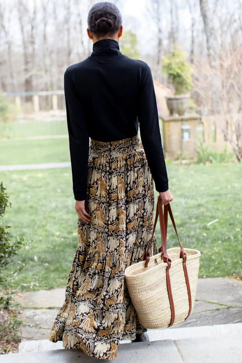 Shirred Skirt - Story Print