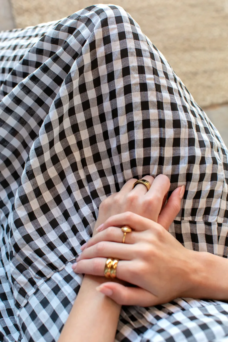 Single Tier Maxi Skirt - Black + White Check