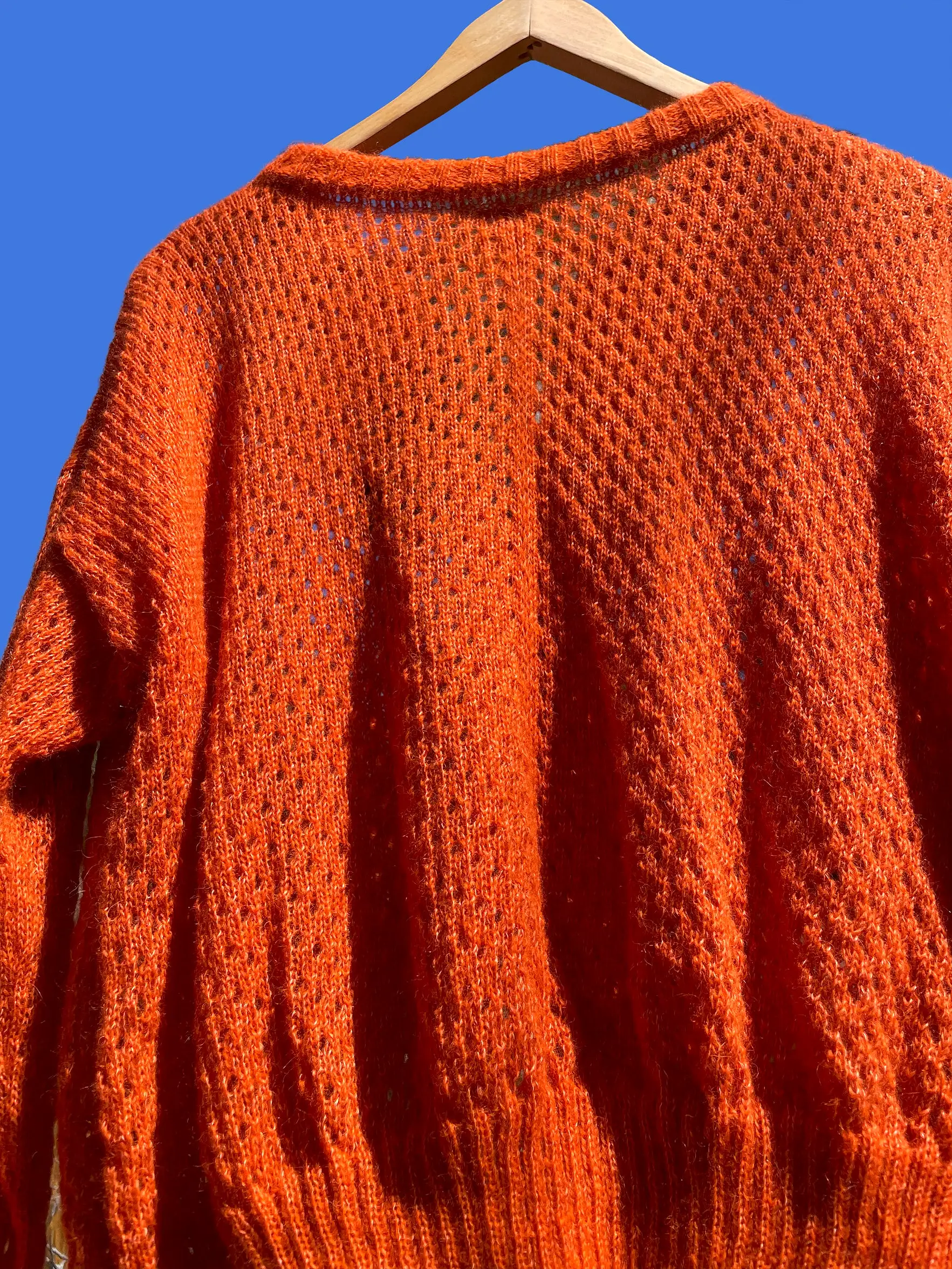 Starry Pointelle Cropped Cardigan - Orange