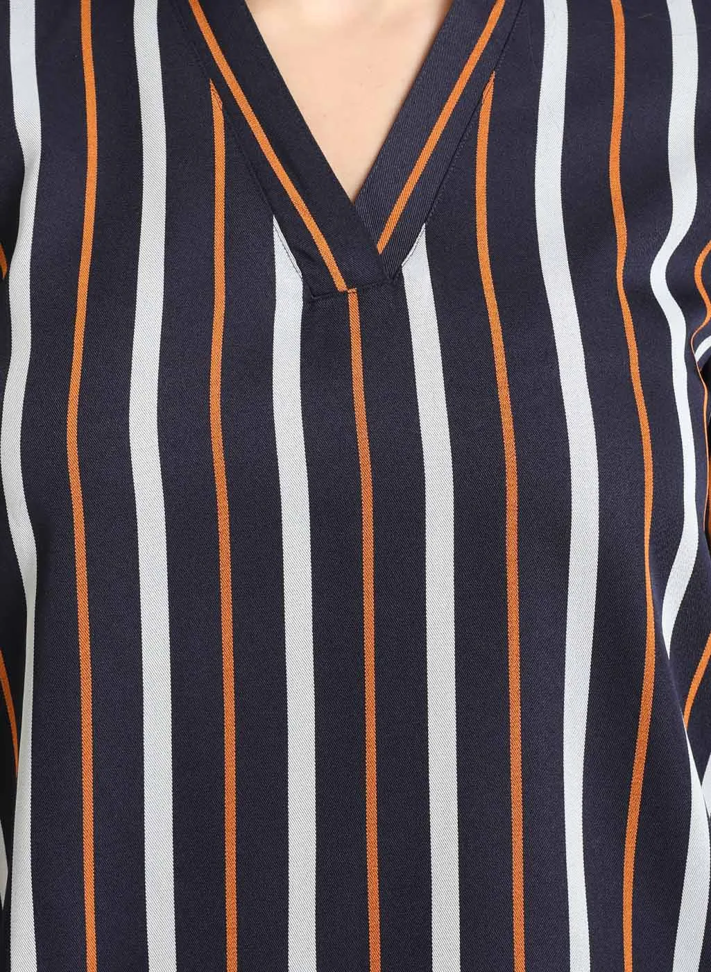 Striped Top With Turn-Up Sleeves