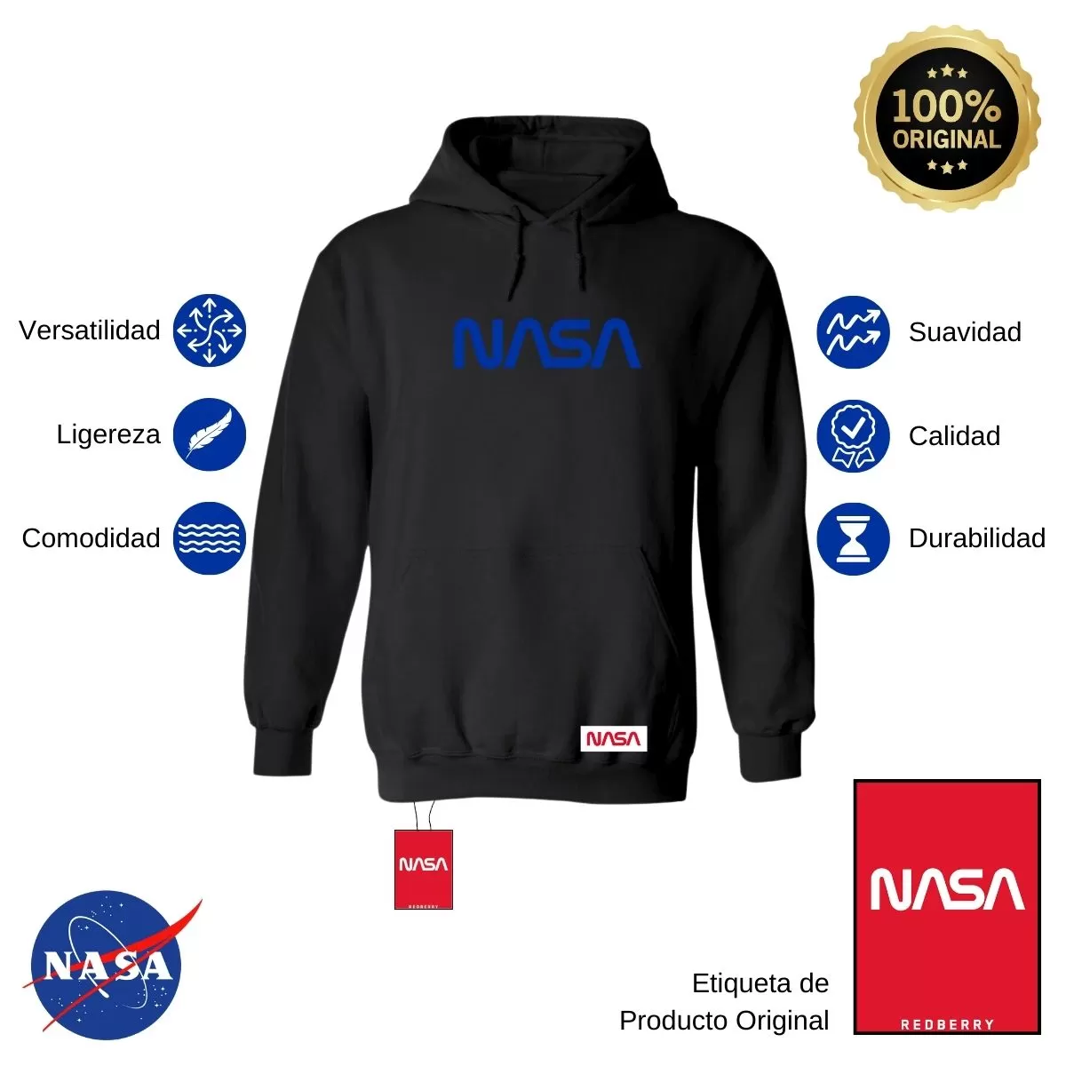 Sudadera para Mujer Hoodie Nasa Worm Blue