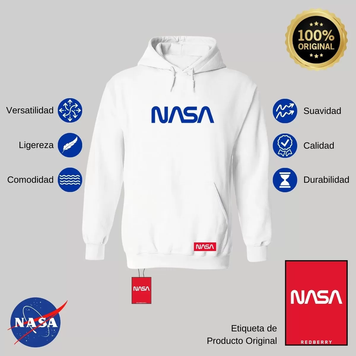 Sudadera para Mujer Hoodie Nasa Worm Blue