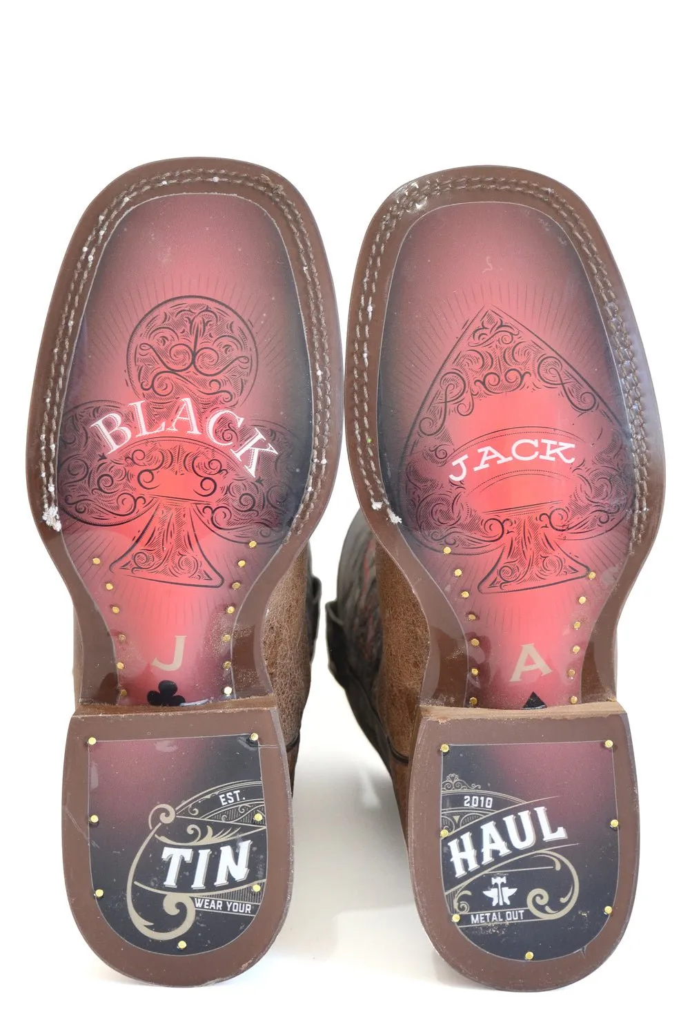 Tin Haul Mens Winning Blackjack Brown Leather Cowboy Boots