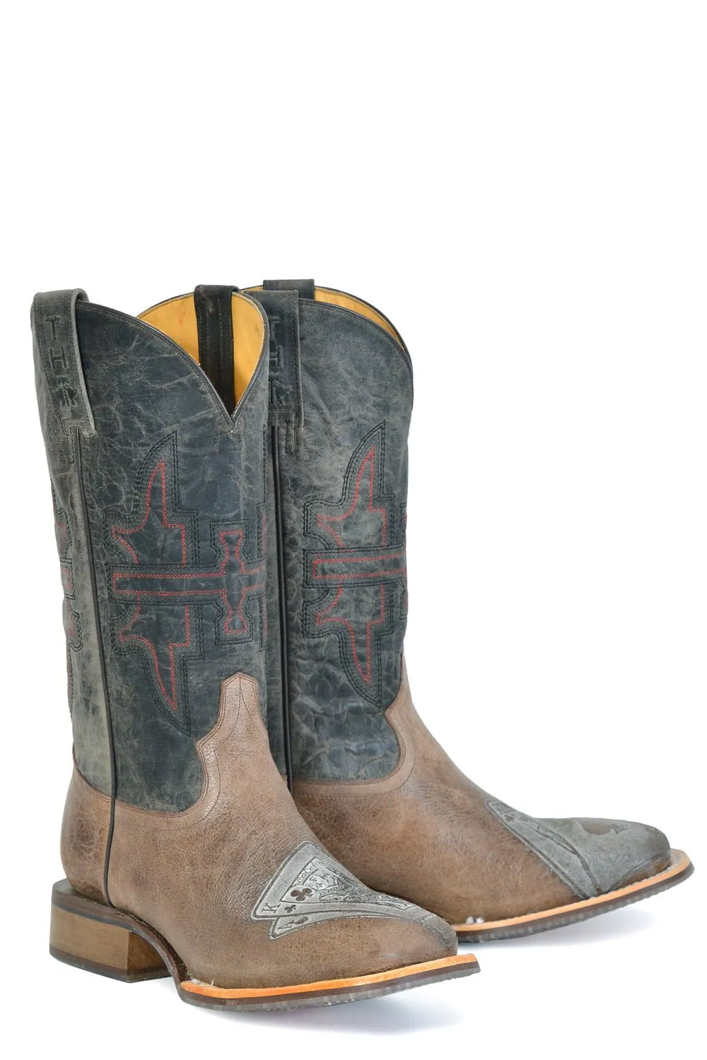 Tin Haul Mens Winning Blackjack Brown Leather Cowboy Boots