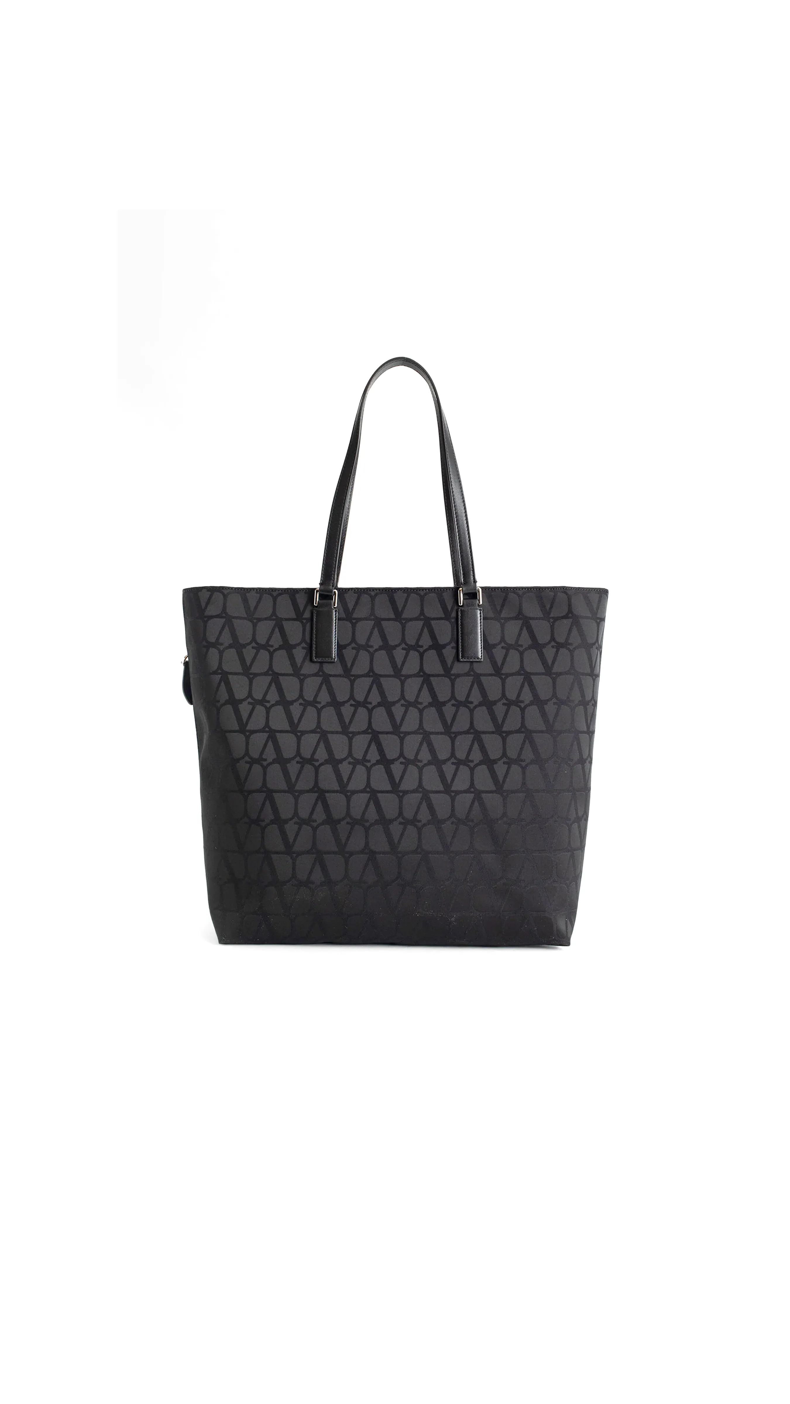 Toile Iconographe Shopping Bag in Technical Fabric With Leather Details - Black