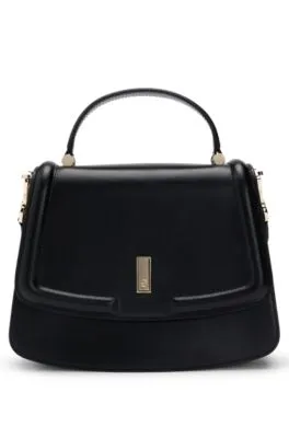 Top-handle handbag in leather with Double B monogram