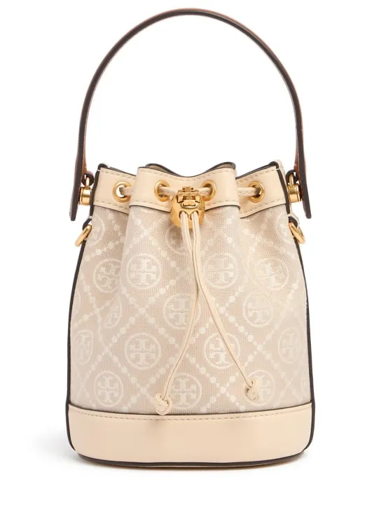 Tory Burch   Mini T Monogram cotton bucket bag 