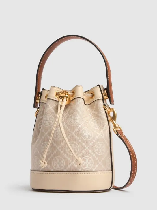 Tory Burch   Mini T Monogram cotton bucket bag 