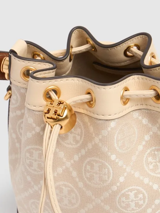 Tory Burch   Mini T Monogram cotton bucket bag 