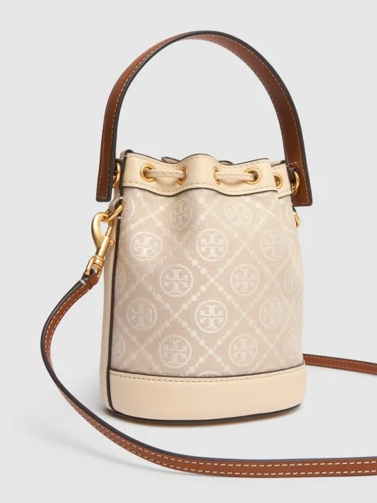 Tory Burch   Mini T Monogram cotton bucket bag 