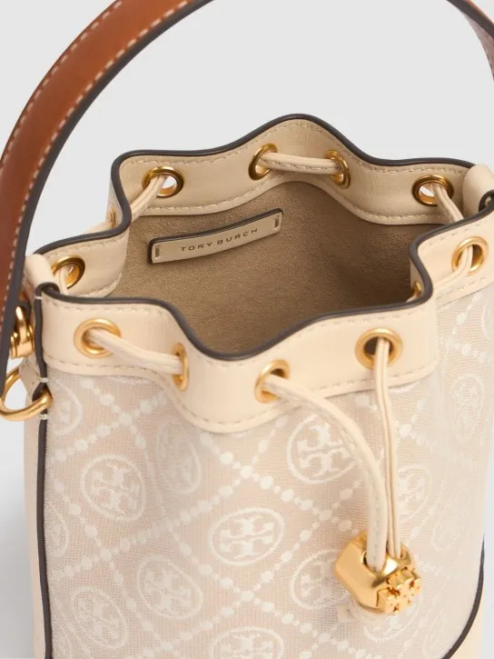 Tory Burch   Mini T Monogram cotton bucket bag 