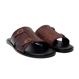 Twin Buckle Premium Leather Slippers