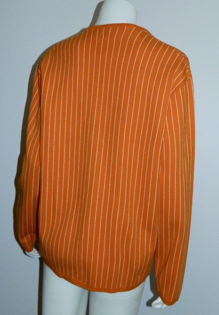 vintage 1960s MOD sweater orange Hartog for MAY Co. V- neck knit Mens M