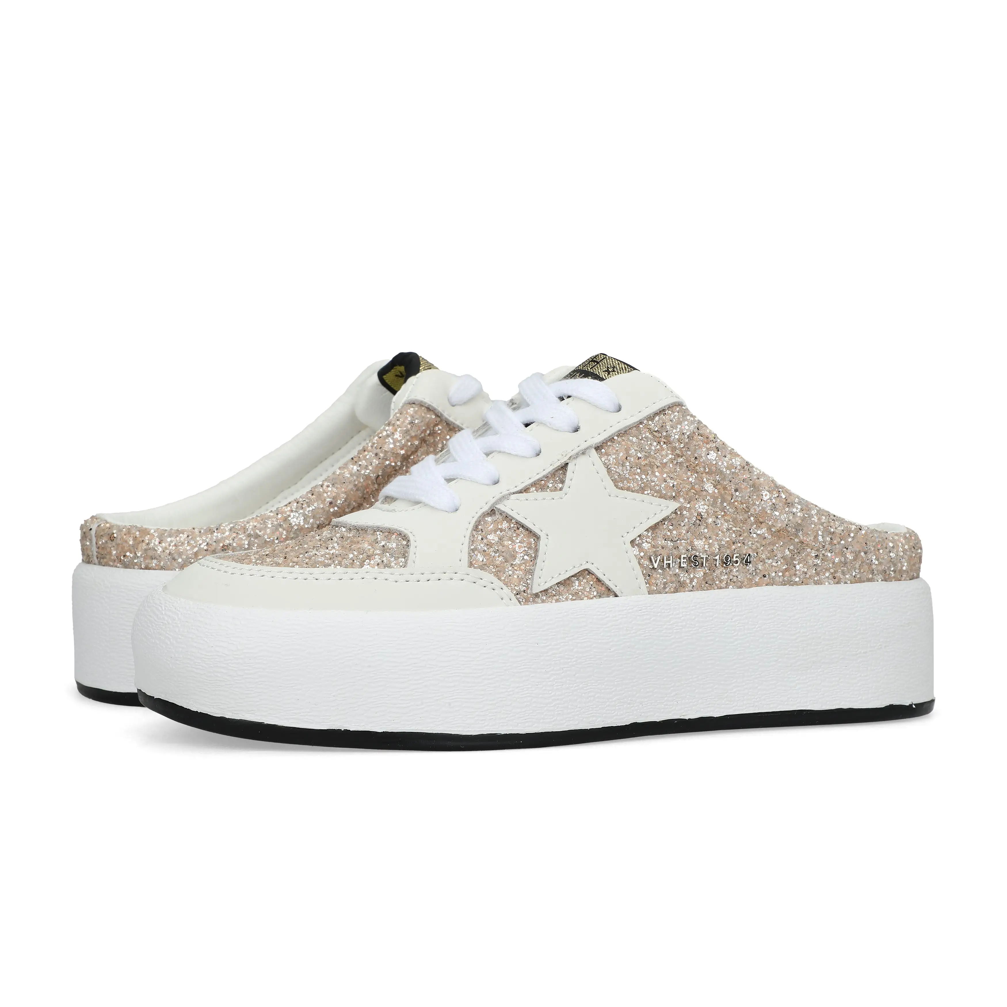 Vintage Havana - Val 5- Open Back White Star Wedged Sneakers