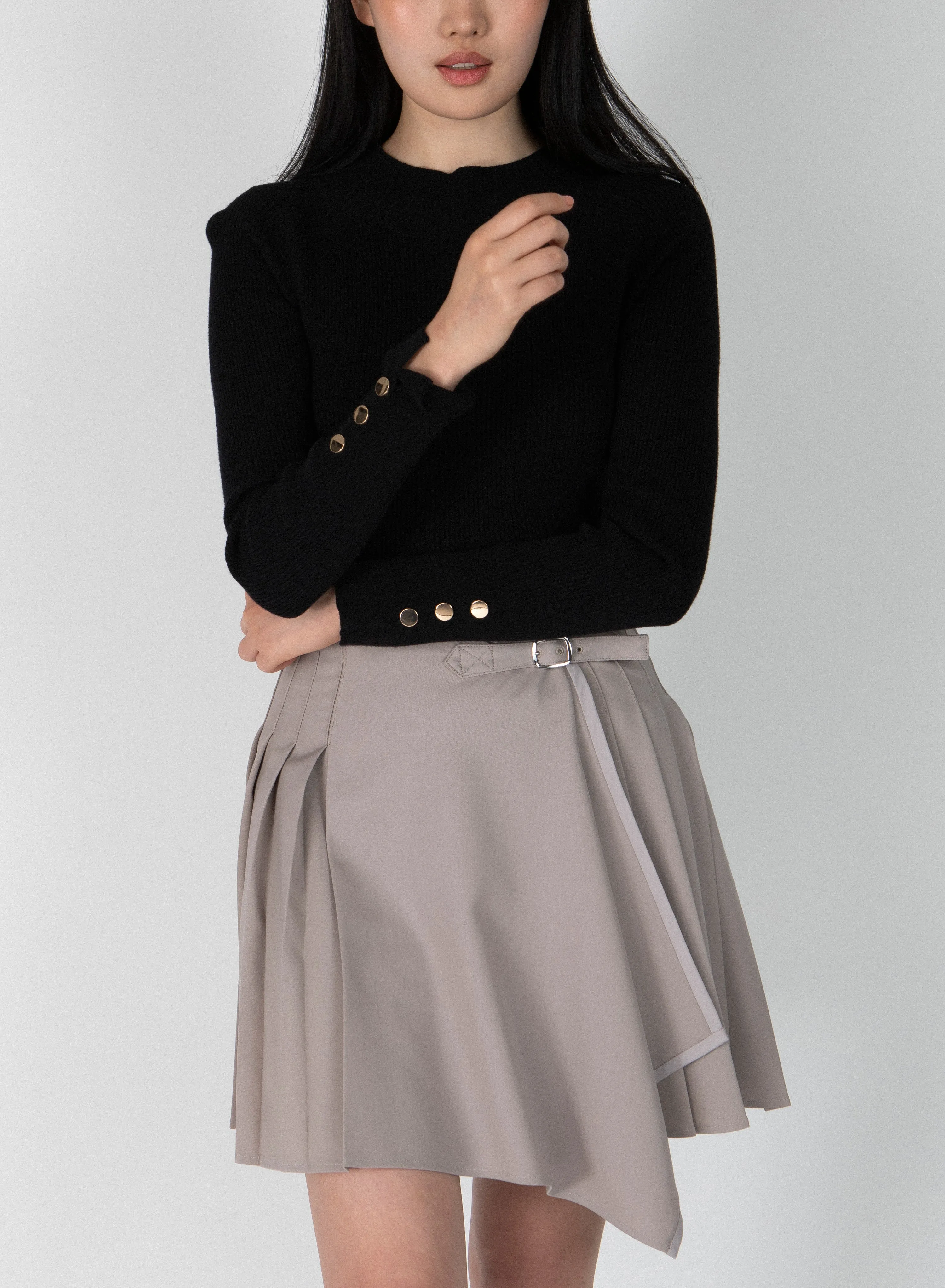 Vittoria Pleated Skirt - French Grey