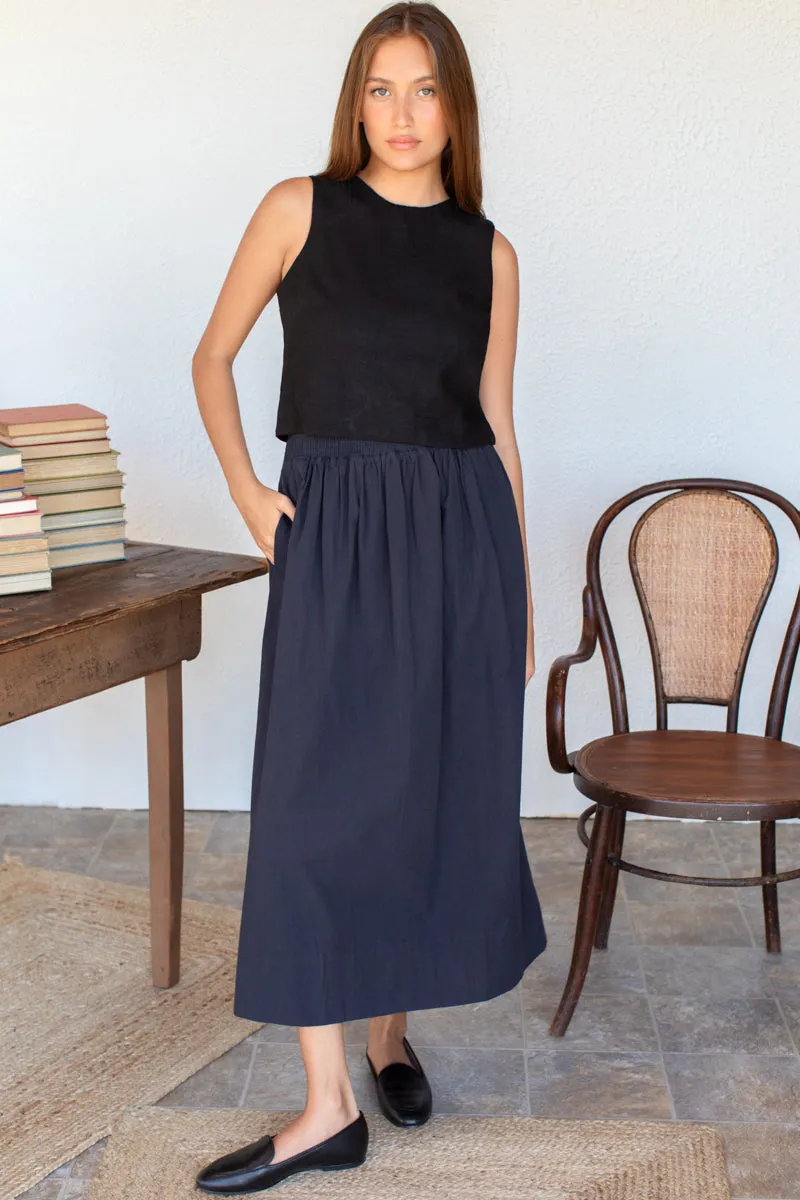 Wide Hem Poplin Skirt - Polar Night