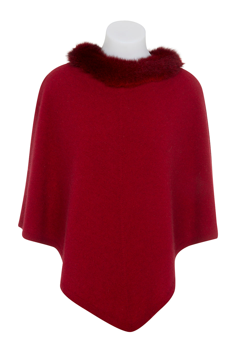 Womens Pure Possum Trim Poncho