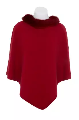 Womens Pure Possum Trim Poncho